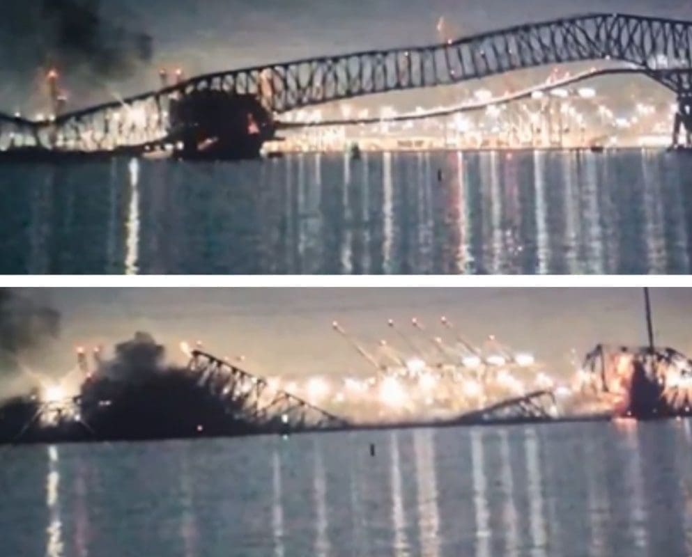 (VIDEO) Brod udario u most u Baltimoreu. Automobili završili u rijeci, a brod se zapalio