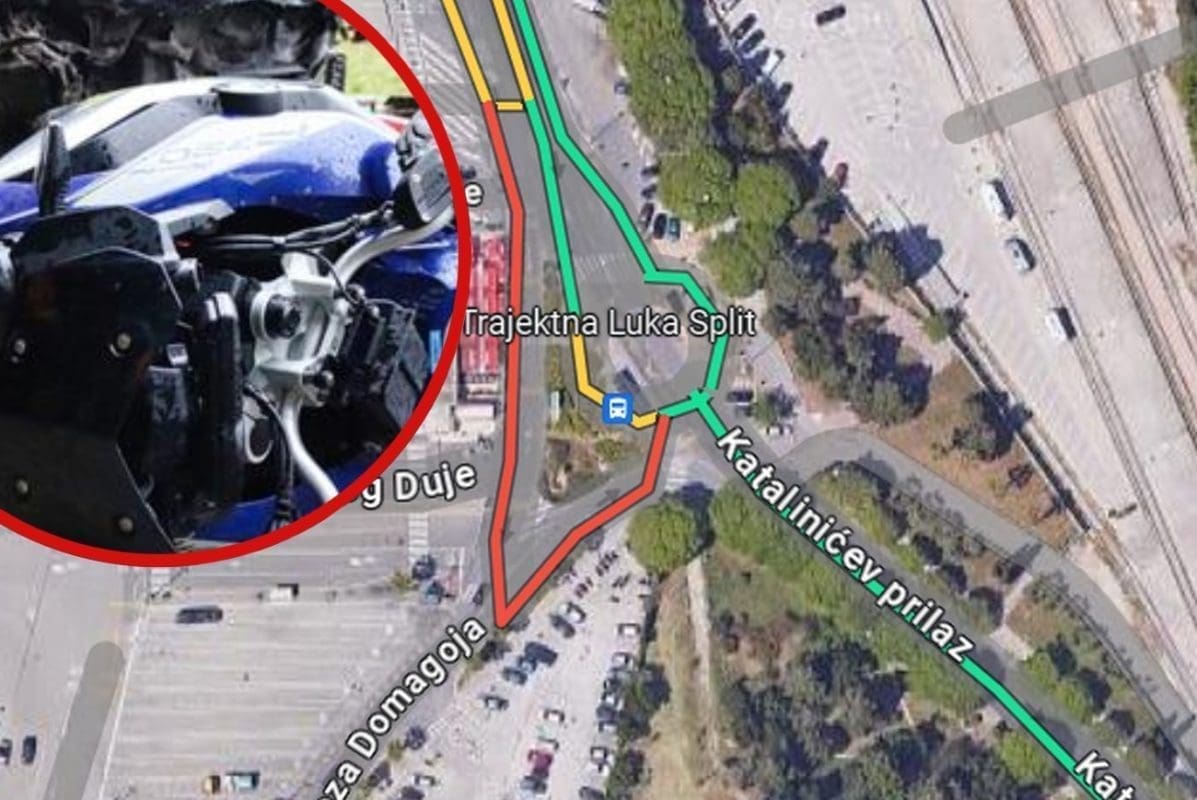 PROMETNA NESREĆA U SPLITU Sudar autobusa i motocikla u kružnom toku