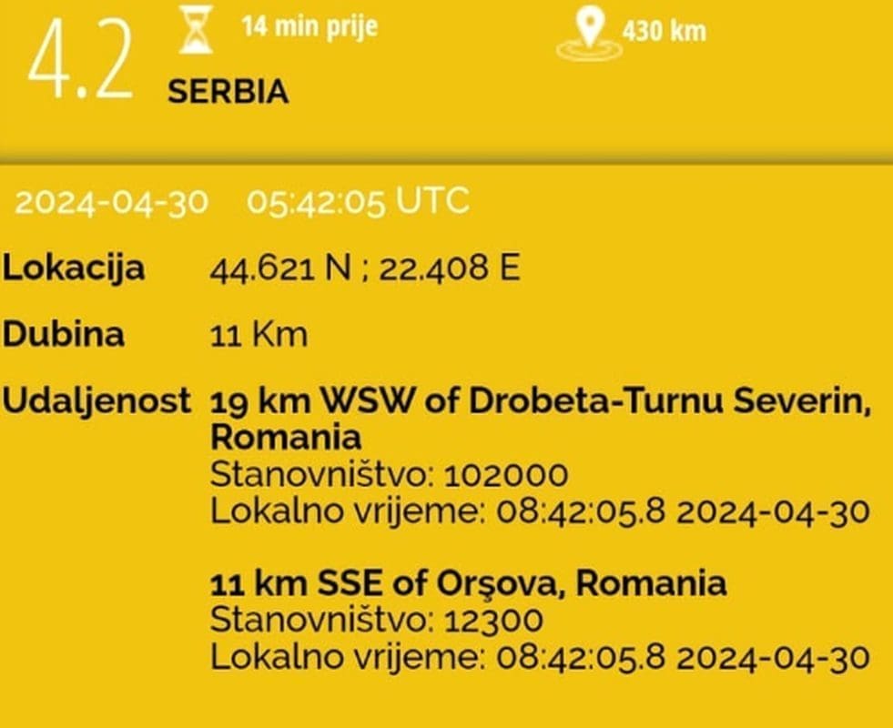 srbija potres