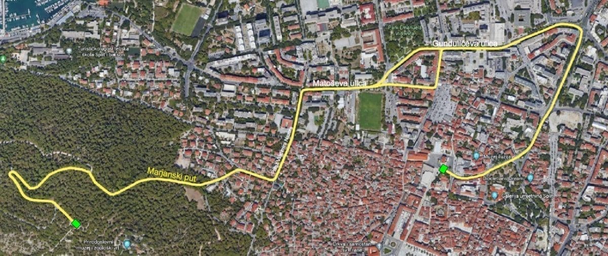 Trasa posebne autobusne linije Hnk Marjan Hnk