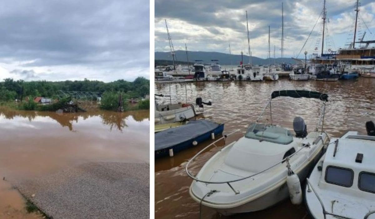 Grmljavinsko nevrijeme i obilne kiše potopile su dijelove Krka, a more je promijenilo boju