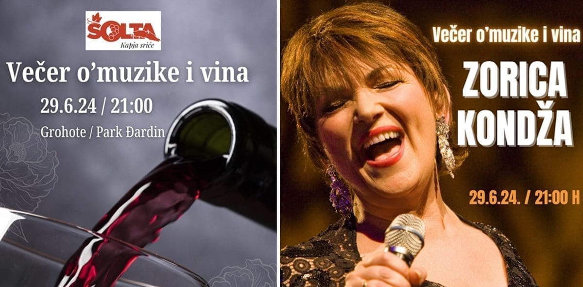 Večer o' muzike na Šolti. Degustacija dalmatinskih specijaliteta, vina i koncert Zorice Kondže