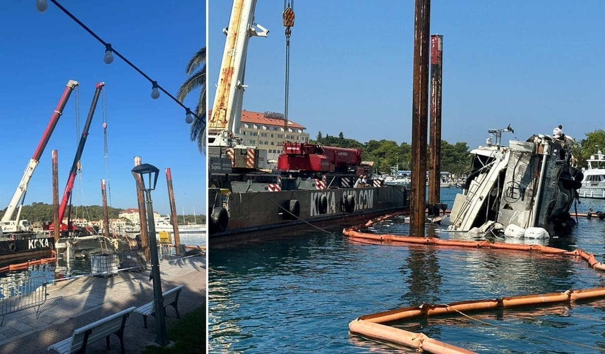 U Makarskoj planula golema jahta. Crni gusti dim bio je iznad luke, a grdosija se konačno uklanja nakon dva tjedna od ogromnog požara...