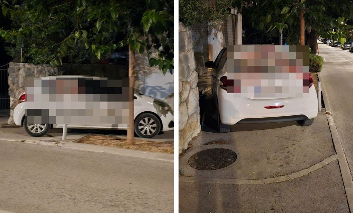 VAŠE VIJESTI Kaštela: Auto parkirao uzduž cijele širine nogostupa, pješaci morali silaziti na cestu