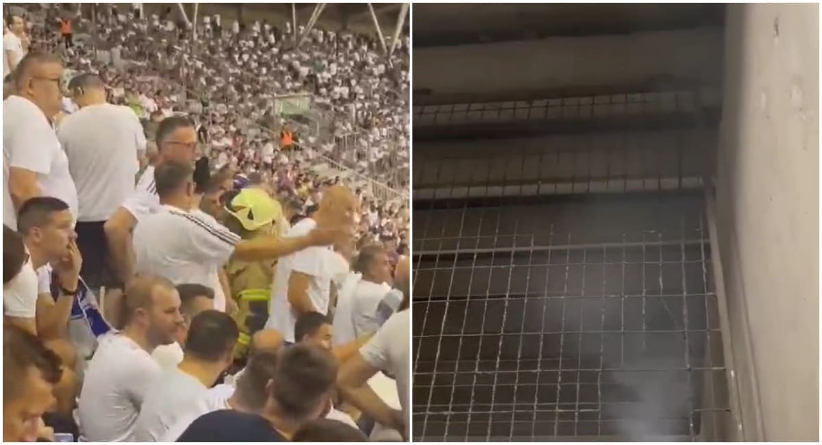VIDEO Vatrogasci u publici i dim ispod tribina uplašili gledatelje na utakmici Hajduka
