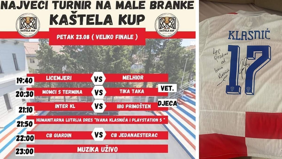 Večeras spektakularno finale Kaštela Kupa 2024.: Sve ide u humanitarne svrhe, možete osvojiti PlayStation 5 i potpisani dres Klasnića