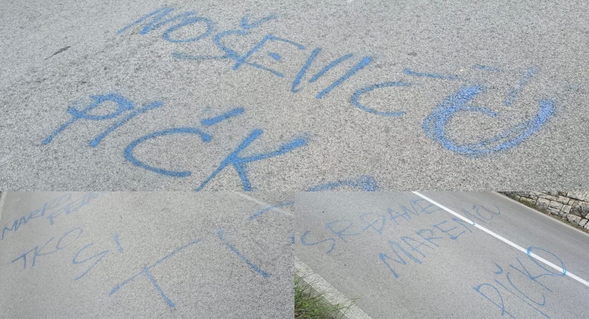 "Srđane neče ti proč, Ivoševiću p****": Ovo je osvanulo nasred ceste ispod Marjana