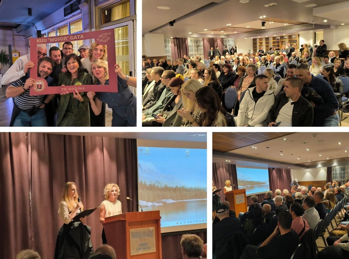 Pred krcatom omiškom dvoranom: Kulturno-umjetnička udruga "Mosor" Gata proslavila 70 godina kontinuiranog rada