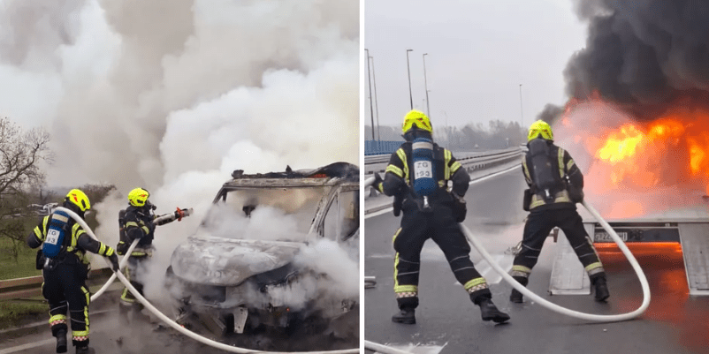Buktinja nasred ceste: Zapalilo se vozilo vučne službe, na njemu bio i drugi auto