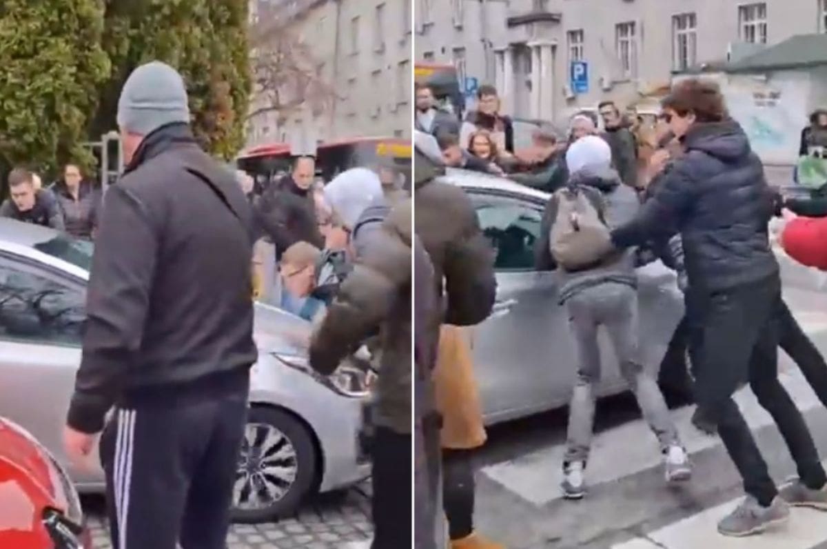 VIDEO Autom naletio na prosvjednike u Srbiji