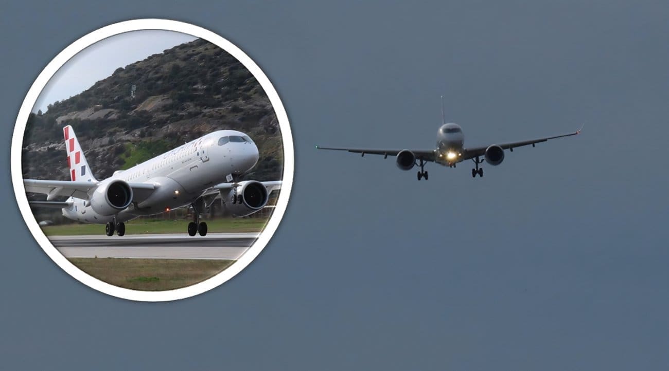 VIDEO Pogledajte kako u splitskoj zračnoj luci po orkanskoj buri slijeće zrakoplov Croatia Airlinesa
