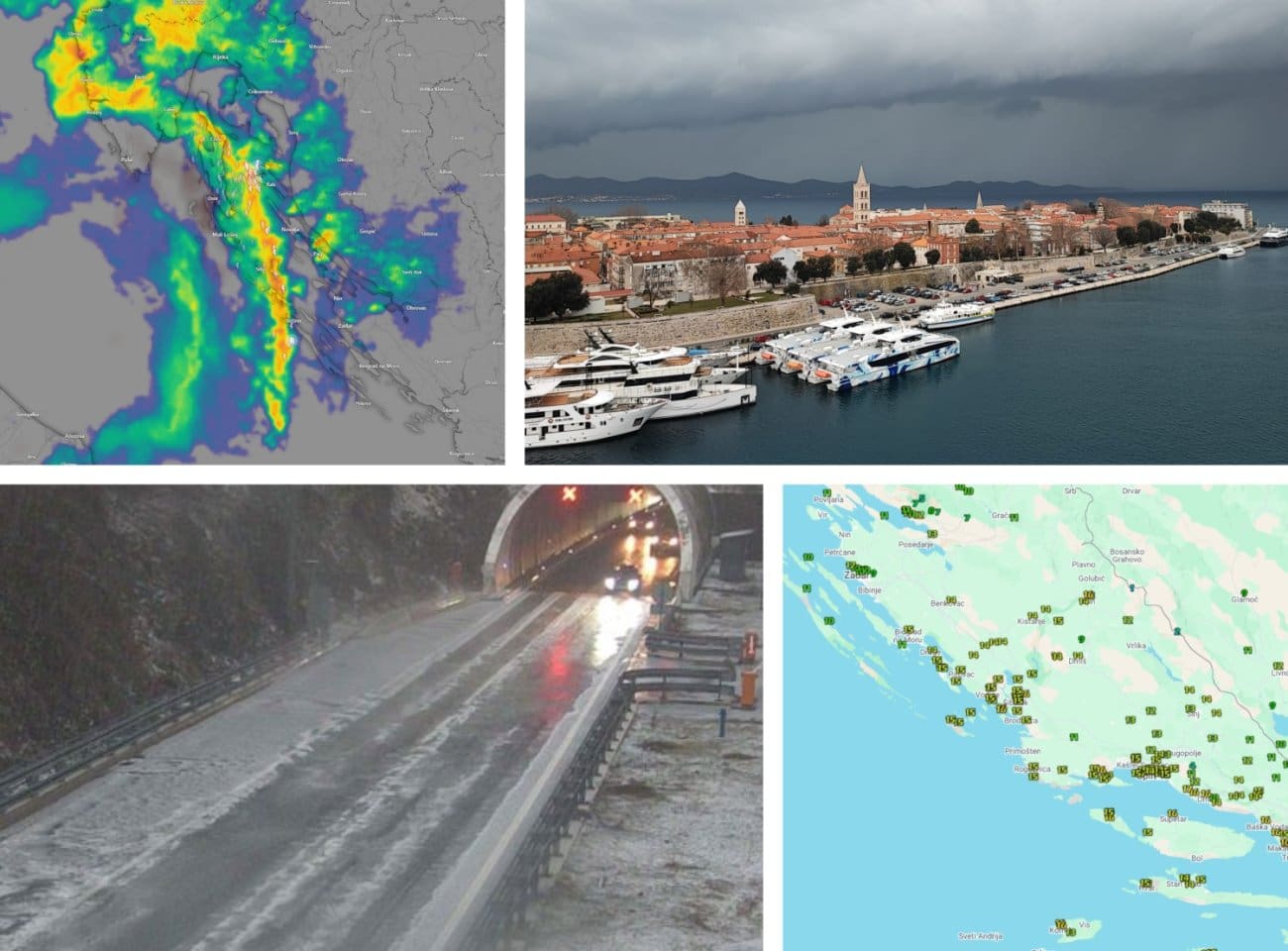 Sjevernu Dalmaciju zahvatio neverin, pomalo je netipičan za zimu. Zabijelio se ulaz u tunel Sv. Rok