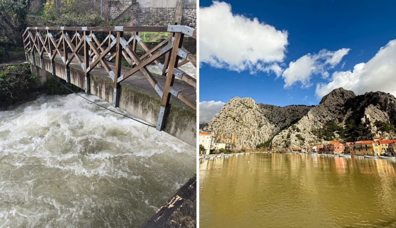 Vodostaj dalmatinskih rijeka naglo raste, pogledajte Cetinu i Žrnovnicu