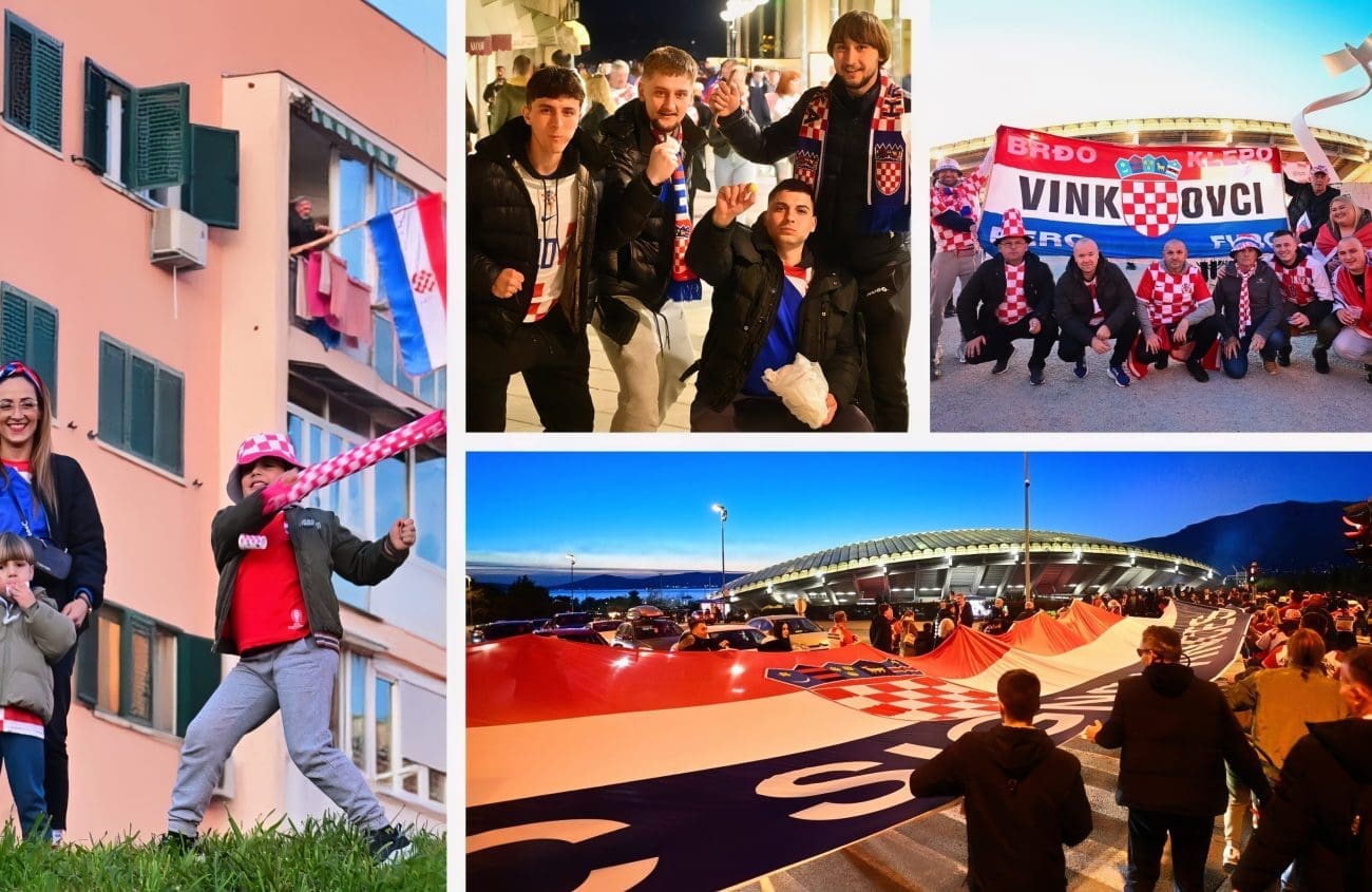 VELIKA FOTOGALERIJA Tisuće navijača na putu do Poljuda. Gradom je 'protutnjala' ogromna hrvatska zastava