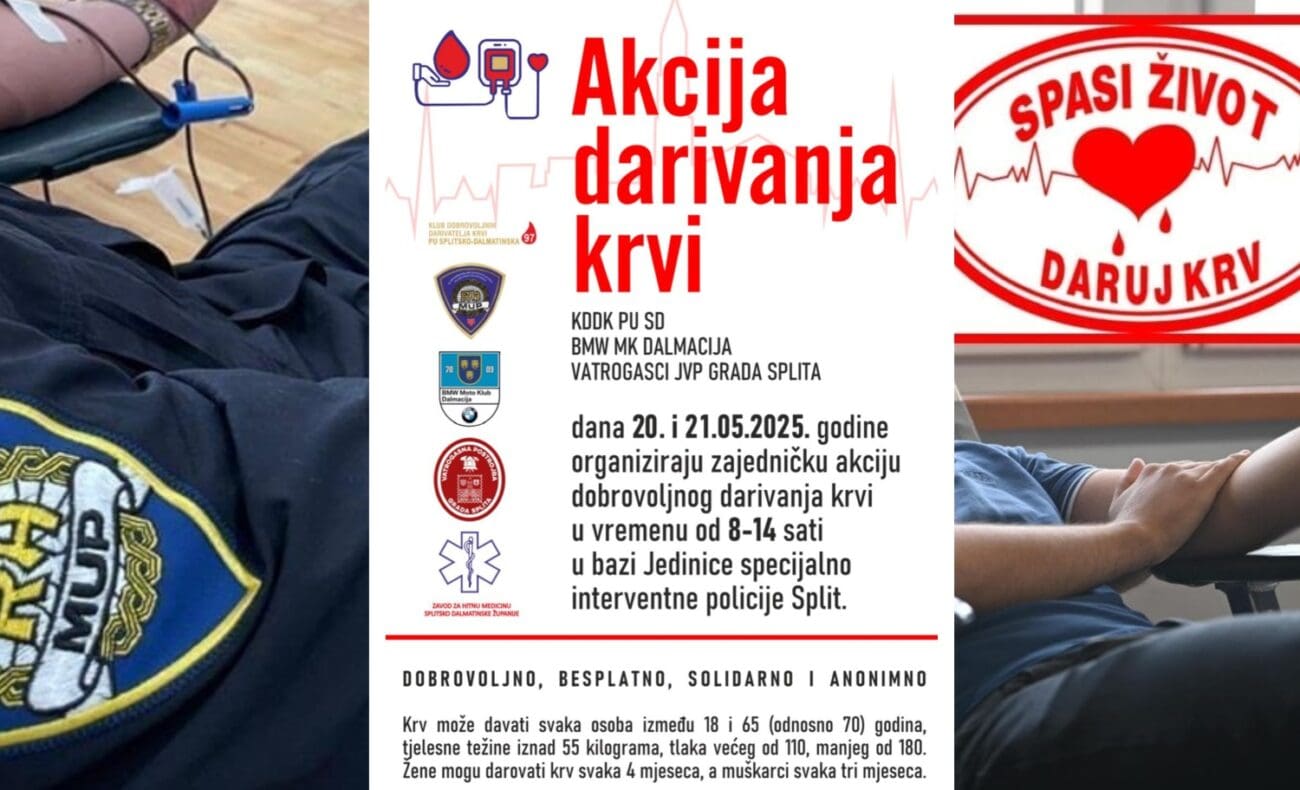 Daruj krv u Splitu 20. i 21. svibnja: Pridružite se i spasite život