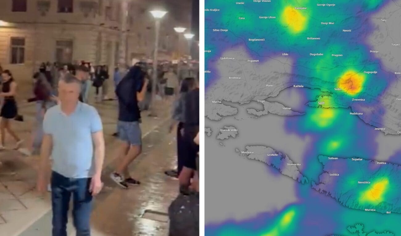 VIDEO "O, sveti Duje, spasi me": Kiša zalila Splićane, nastao "kaos" na Rivi i Marmontovoj