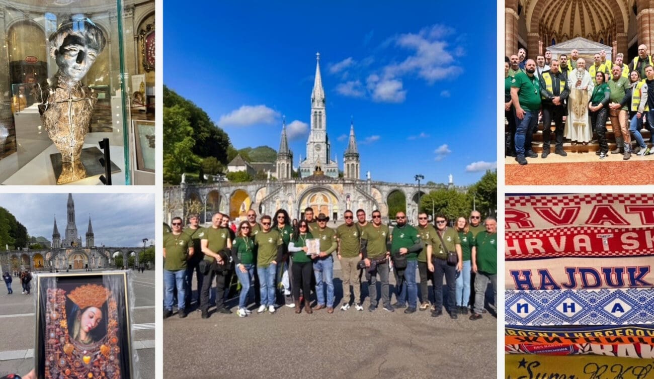 PRVO MOTOČAŠĆE Motoristi donijeli sliku Gospe Sinjske u Lourdes. Iznenadili su se kad su vidjeli što prodavačica ima oko vrata