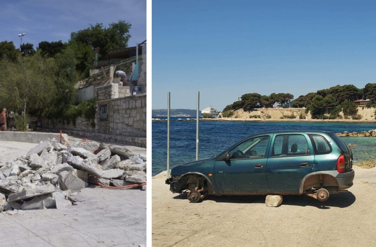 Kraj priče ili nova drama na Firulama? Uklonjena je olupina vozila, a zbog ovog razloga je srušen objekt i kameni podest na plaži...