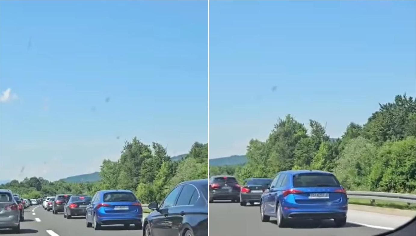 KAOS NA AUTOCESTI U SMJERU ZAGREBA Vozač BMW-a izgubio strpljenje. Pogledajte što je napravio!