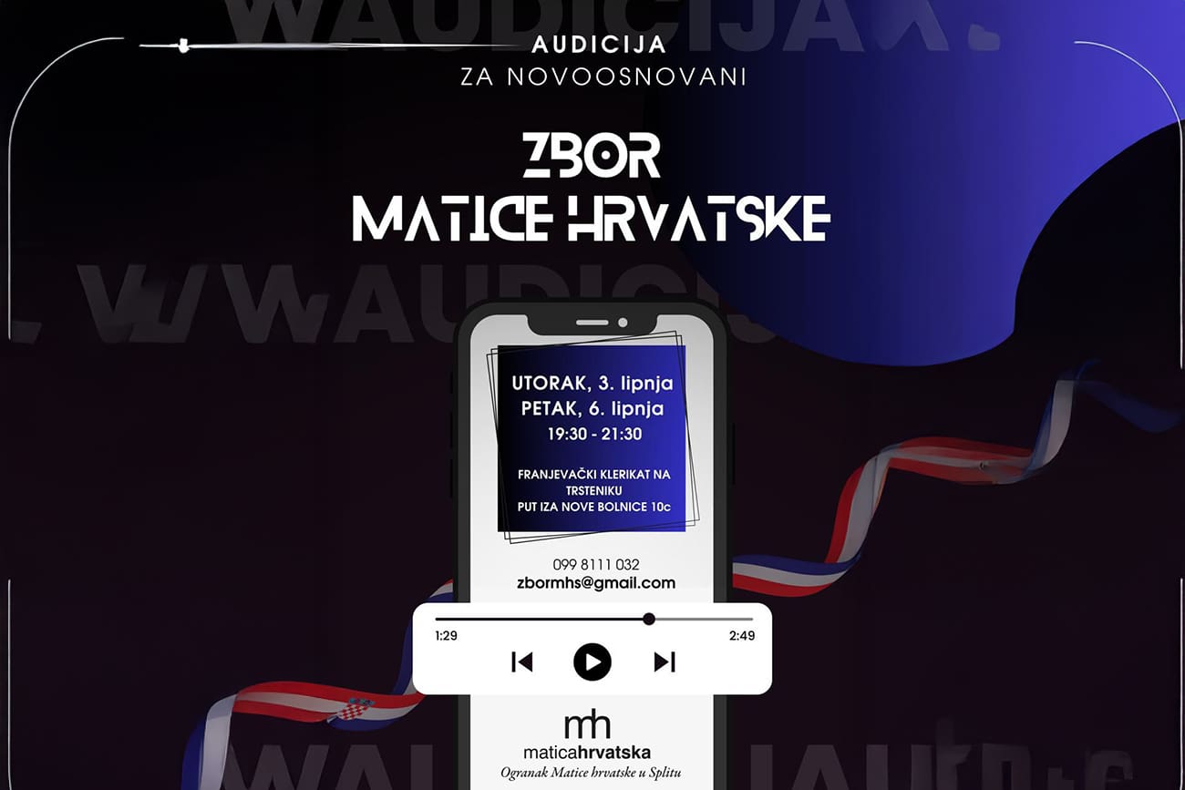 Pjevačice i pjevači iz Splita i okolice, evo prilike: Audicija za novoosnovani zbor Matice hrvatske