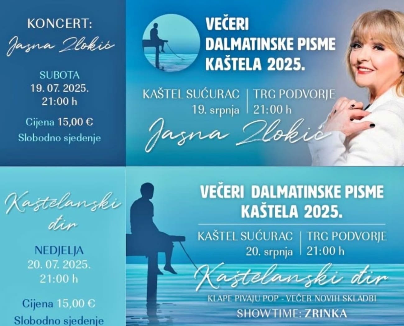 Večeri dalmatinske pisme ovoga vikenda u Kaštel Sućurcu - Koncert Jasne Zlokić i Kaštelanski đir