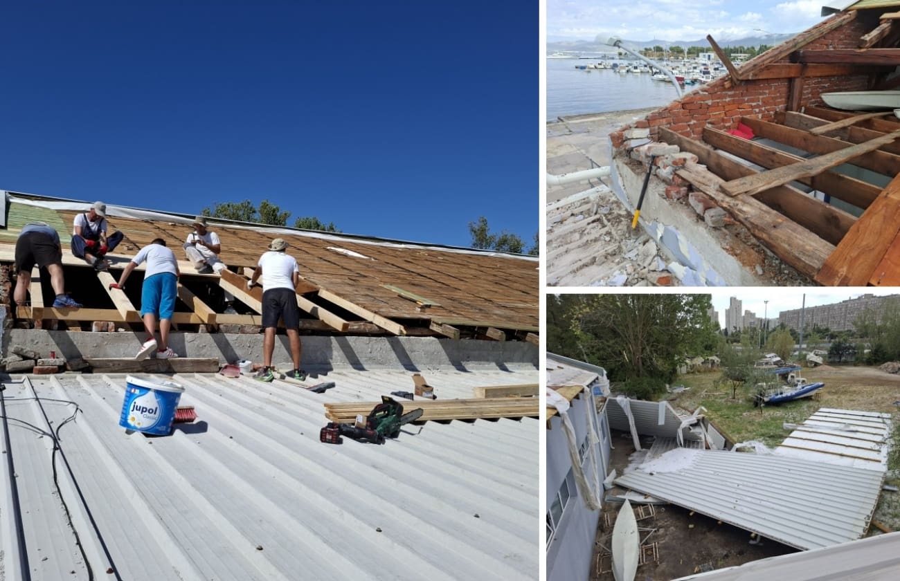 FOTO Oluja uništila krov, ne može se trenirati: Djeca i roditelji spašavali prostorije splitskog kluba, šteta je ogromna