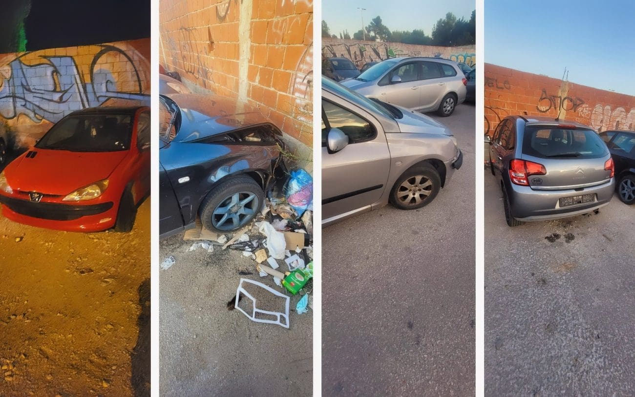 FOTOGALERIJA Stobrečani su ogorčeni. Parking kod nogometnog igrališta pretvoren u skladište olupina