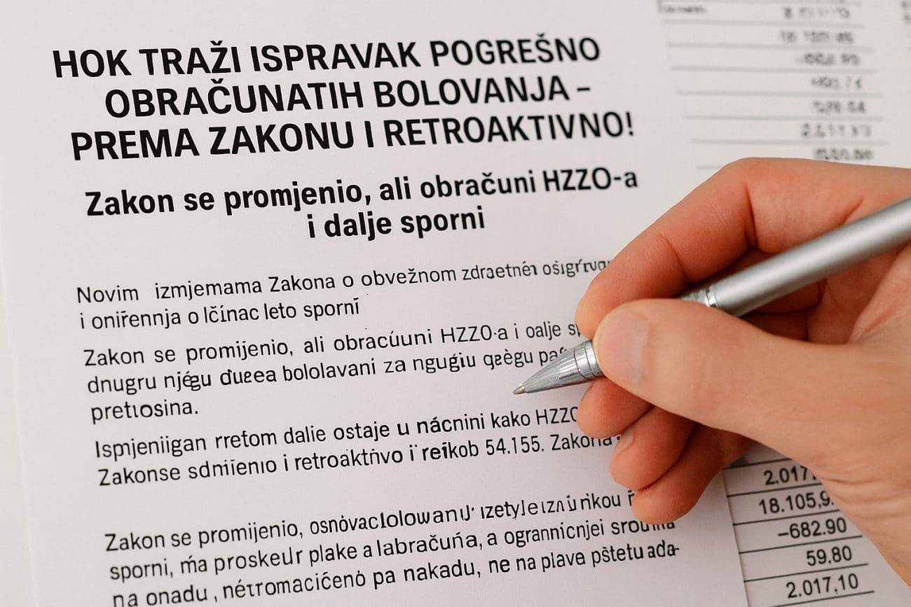 HOK traži ispravak pogrešno obračunatih bolovanja – prema zakonu i retroaktivno