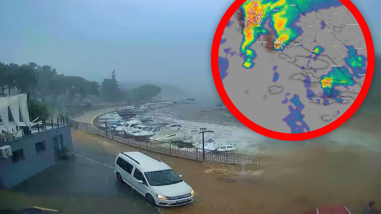 Poplave pogodile dio Dalmacije, zatvorena Jadranska magistrala. Grmljavinski sustav se kreće prema jugu