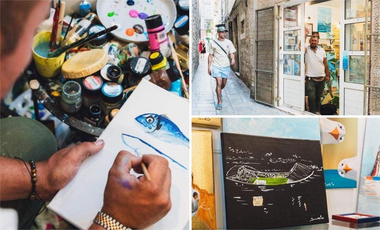 Splićanin Domagoj oživio Poljud i legende Borisa Dvornika i Olivera na platnu! Crta i na svadbama, turisti ga traže po cijelom gradu, a mi smo zavirili u njegov atelje...