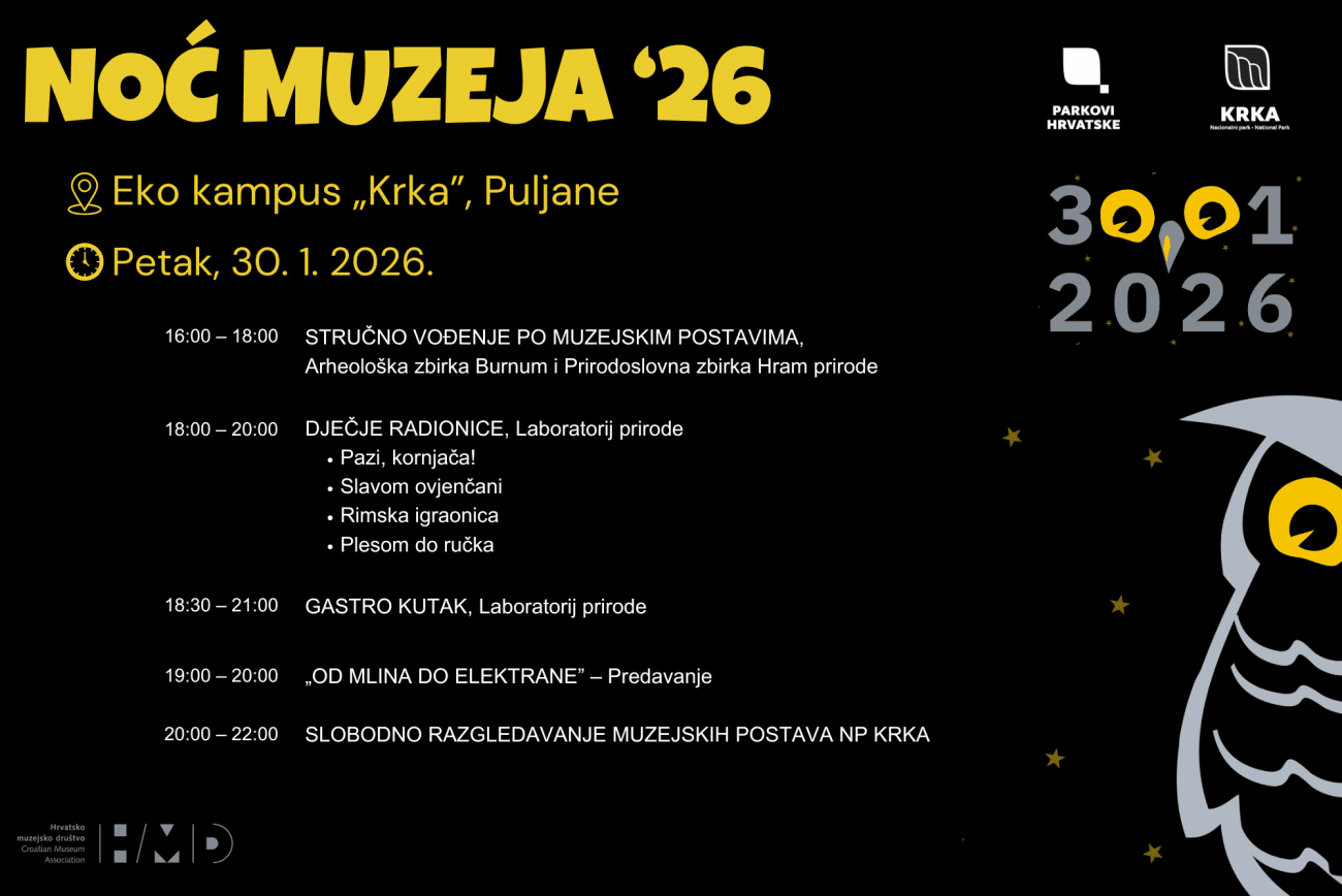 Noć muzeja 2026. u Eko kampusu Krka u Puljanima