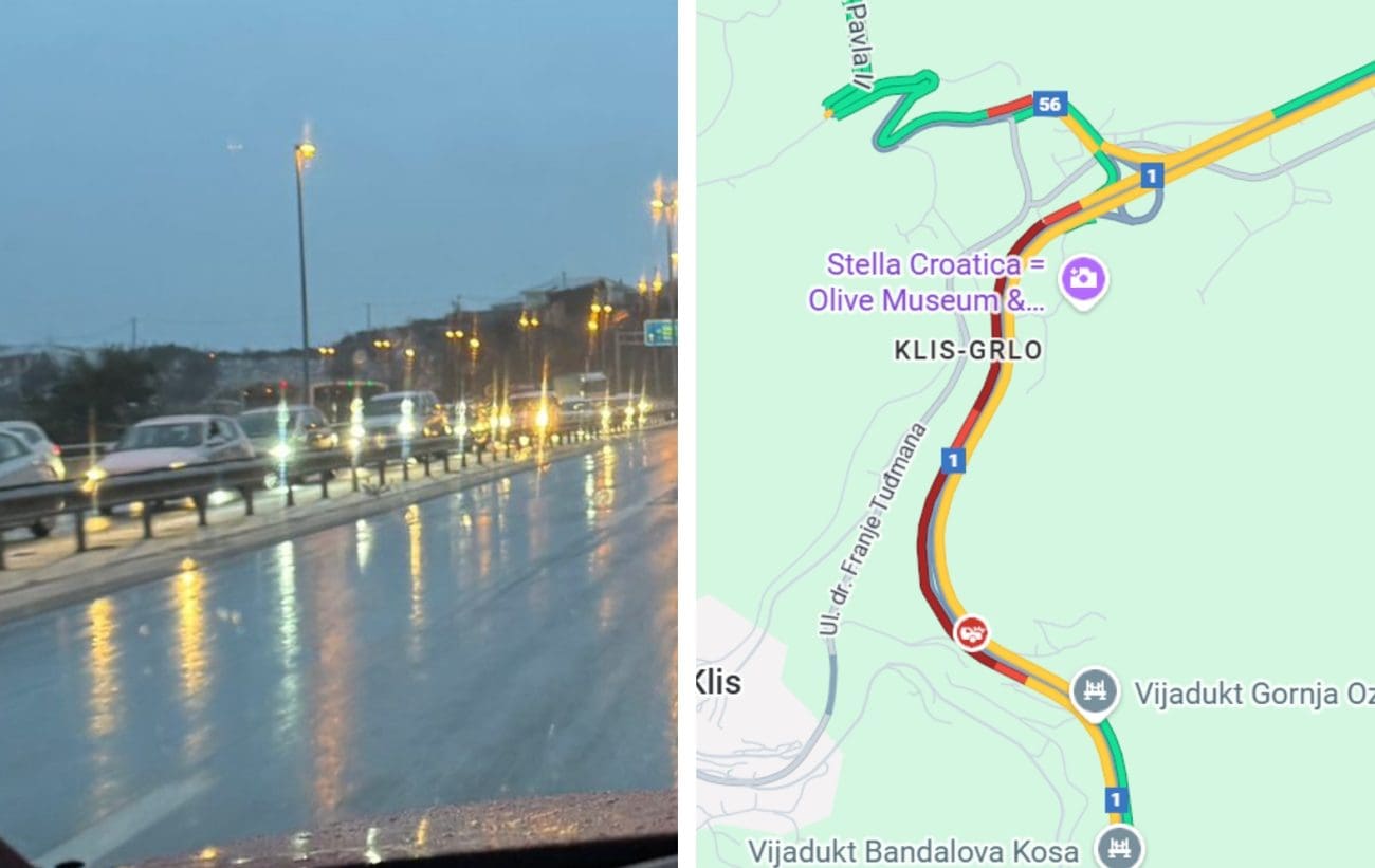 Snijeg i sudari paralizirali prilaze Splitu: Kolona se lomi na Belinovači