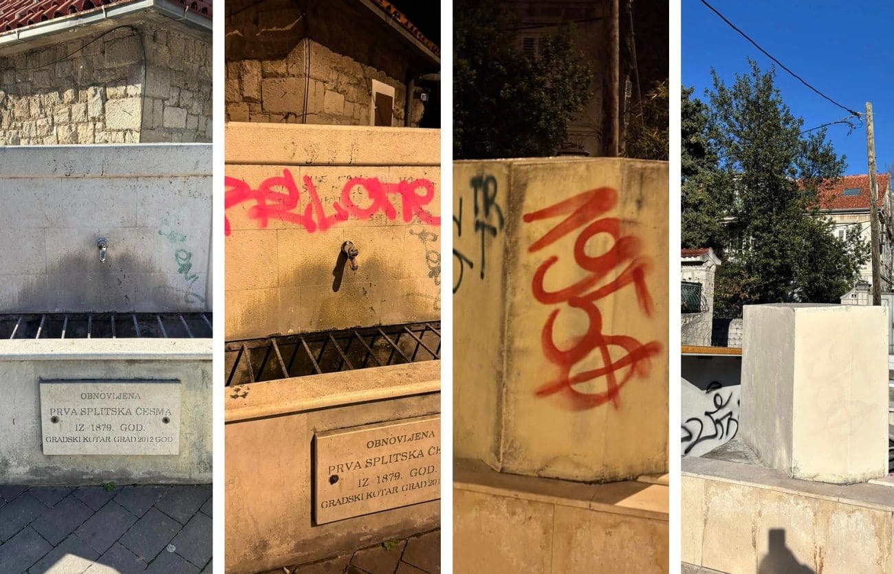 Vandali išarali prvu splitsku česmu na Dobrom u Splitu