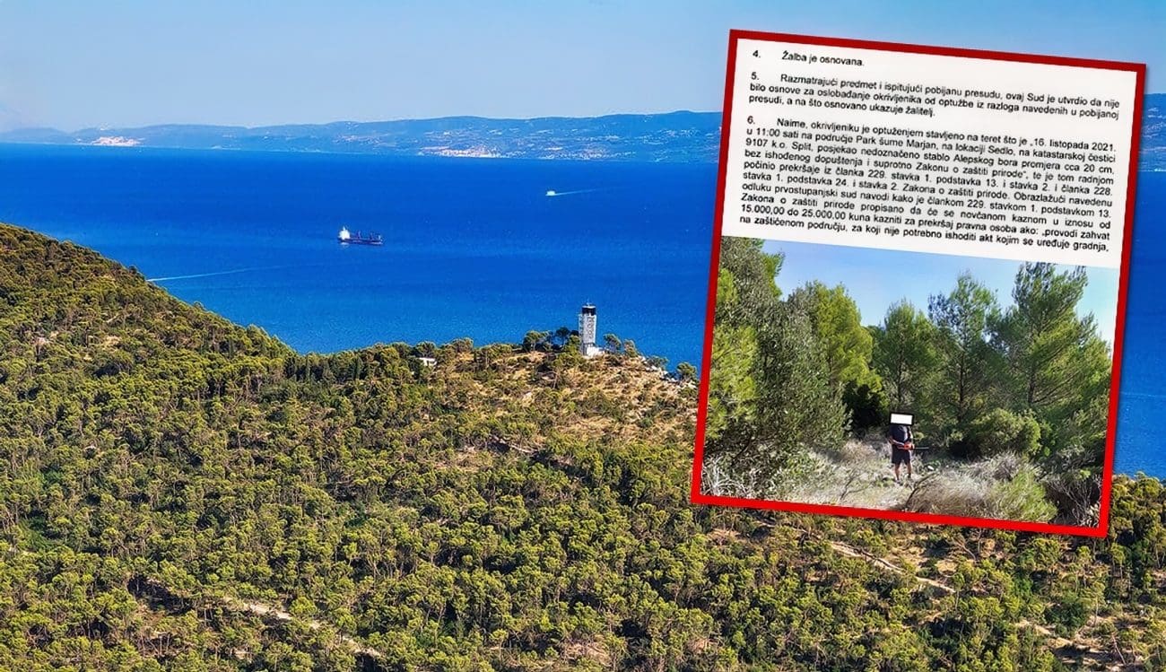 "Marjanski težak" s motornom pilom na Marjanu: Visoki prekršajni sud ukinuo oslobađajuću presudu, slučaj se vraća na početak