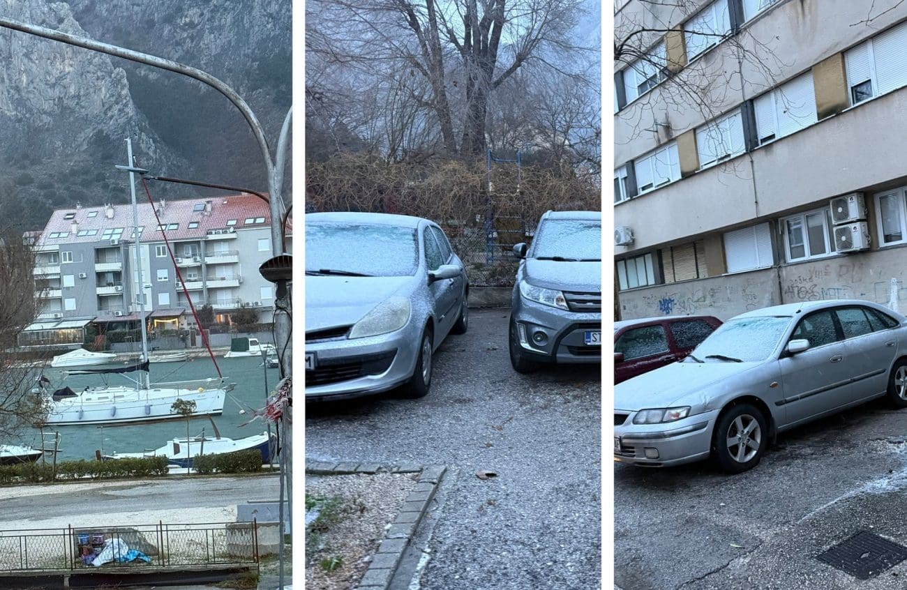 Snijeg do obale! Omiš pod pahuljama, na cestama zimski kaos i zabrane