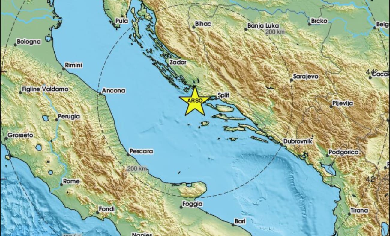 Potres je zabilježen sredinom noći u Jadranu, epicentar 44 kilometra od Splita