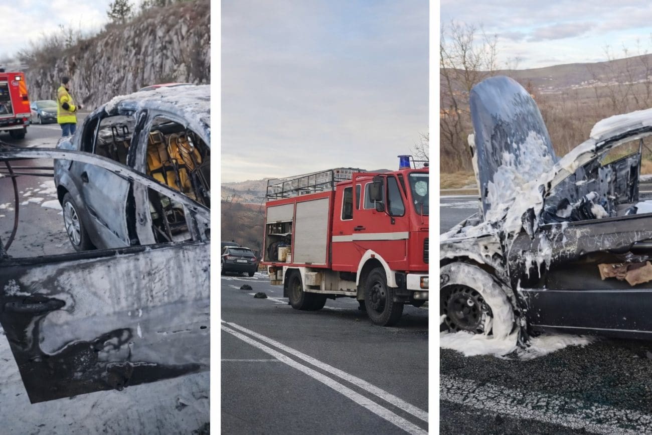 VIDEO Zapalio se automobil kod Dicma, vozač je morao napustiti goruće vozilo