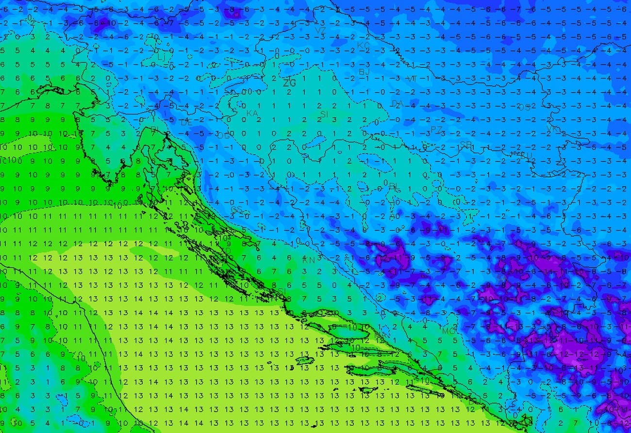Ne, do Dalmacije neće novi val značajne hladnoće tako skoro. Ipak, nešto se "kuha" krajem sljedećeg tjedna
