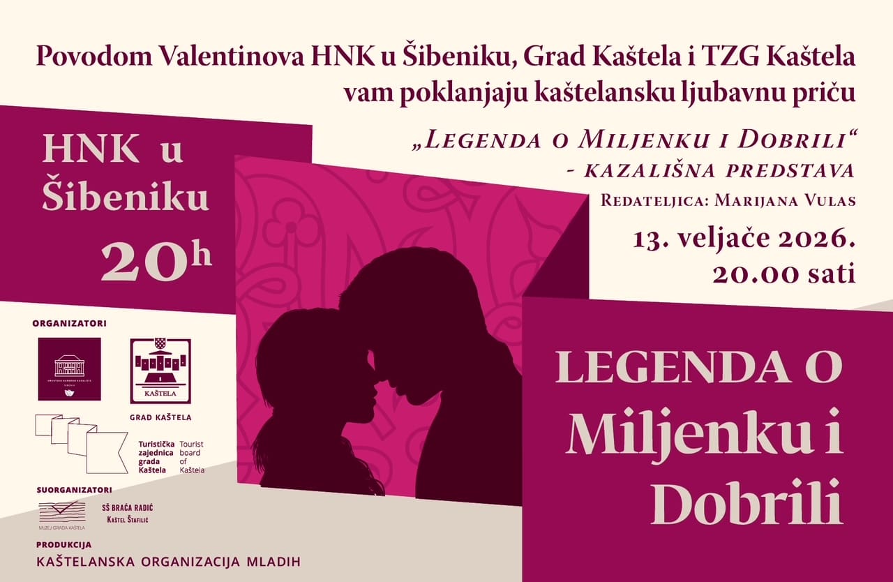 HNK Šibenik uoči Valentinova daruje kaštelansku ljubavnu priču: "Miljenko i Dobrila" uz vino, delicije i izložbu