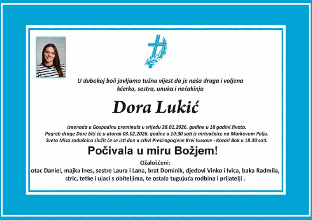 "Ona bi tako voljela...": Dora (17) prije nekoliko dana poginula u prometu. Roditelji donirali organe