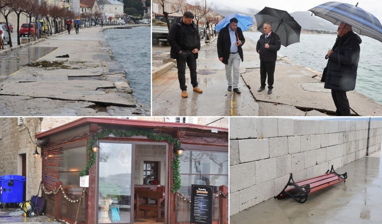 Nakon olujnog juga u Kaštelima zbrajaju se štete, sve službe su na terenu. U obilasku terena i župan Boban