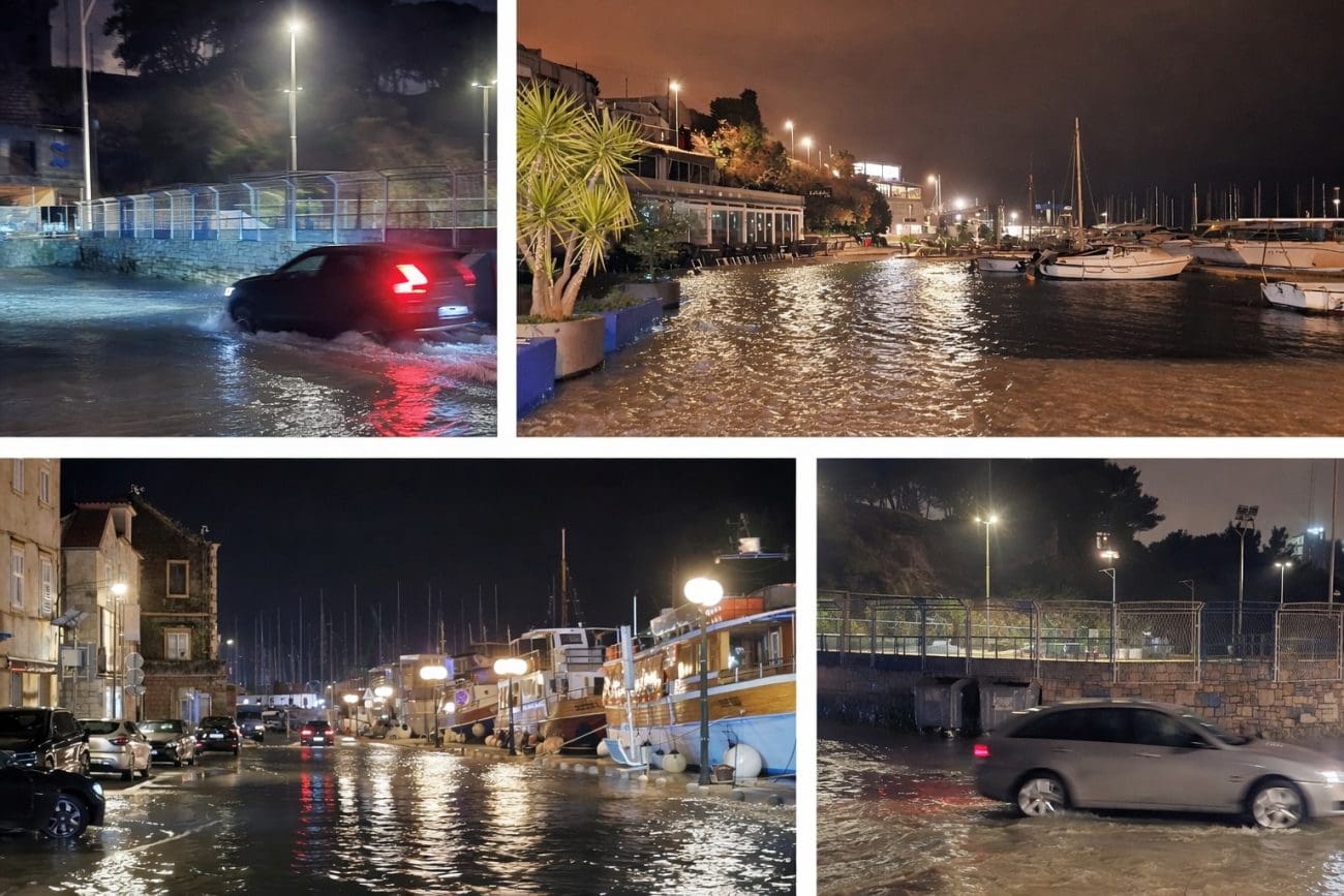 Nevjerojatni prizori iz Splita, Kaštela, Trogira - more ulazi u objekte. Službeno, jedno od najjačih juga i najvećih plima ovog stoljeća