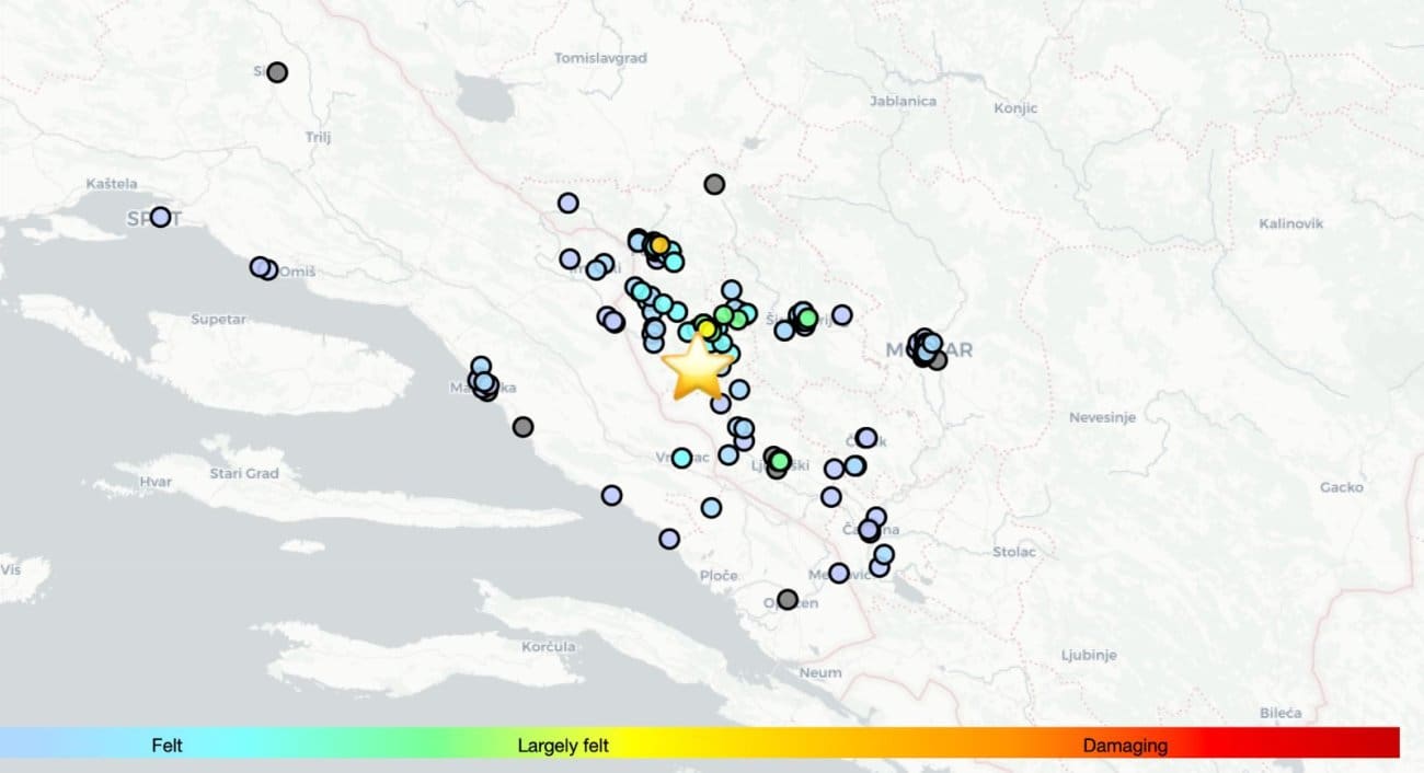 Potres jačine 3.4 u Hercegovini, osjetio se i u Dalmaciji