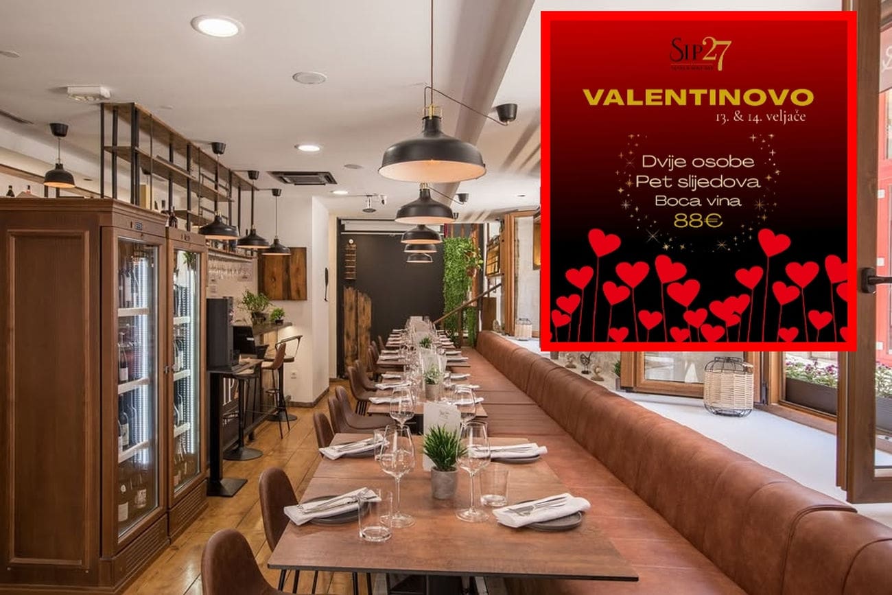 Posebna ponuda za Valentinovo: SIP 27 donosi večeru u pet sljedova i bocu vina