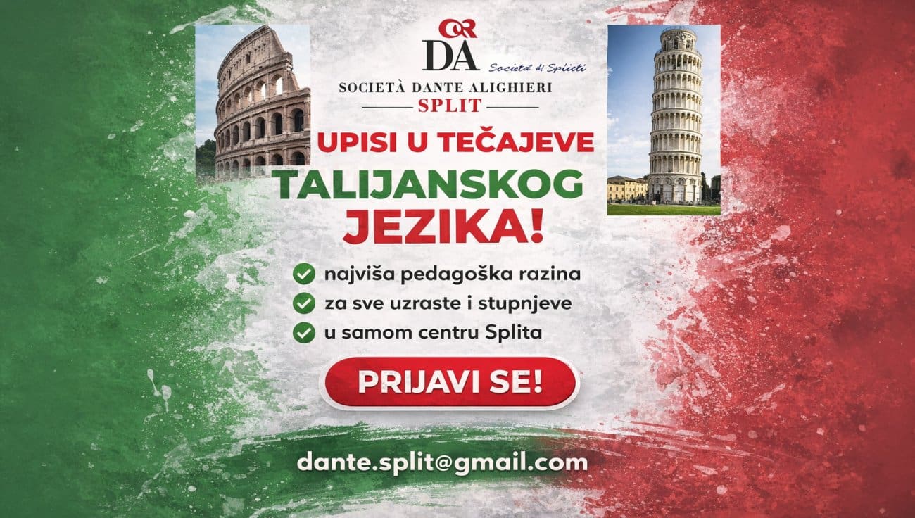 Talijanski jezik nikad bliže, mogućnost povlaštenih školarina u Italiji! Upisi u tijeku u samom srcu Splita