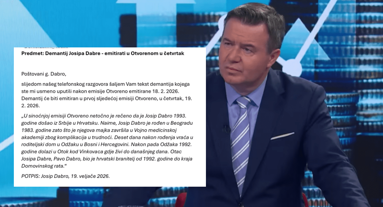 Dabro objavio mejl koji je dobio od voditelja Otvorenog