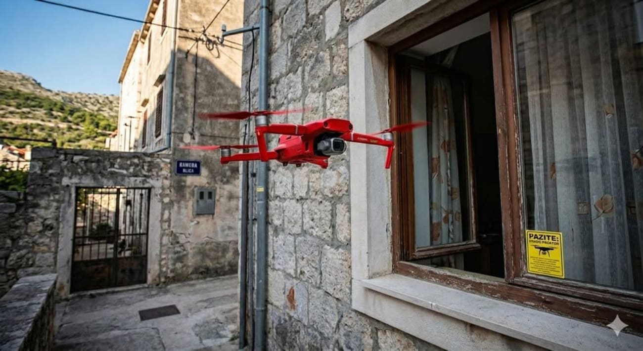 Zabrinjavajući prizor u Žrnovnici: Dron kružio uz prozor stana