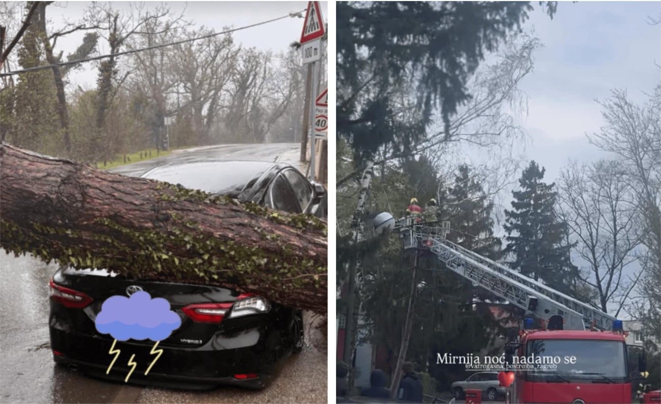 Naša voditeljica pokazala razorne posljedice oluje: Automobil uništen pod srušenim stablom