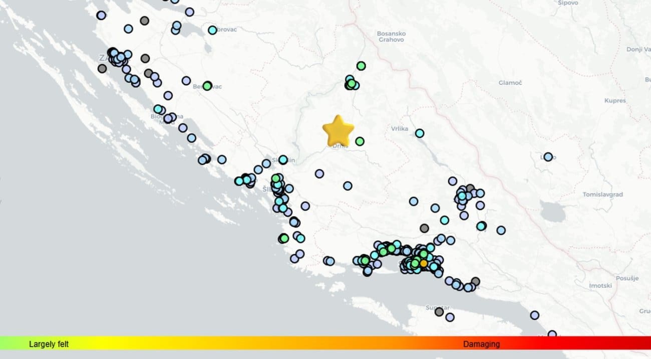 Prilično jak potres iza ponoći probudio mnoge Dalmatince, epicentar kod Drniša: "Zvuk nalik grmljavini"