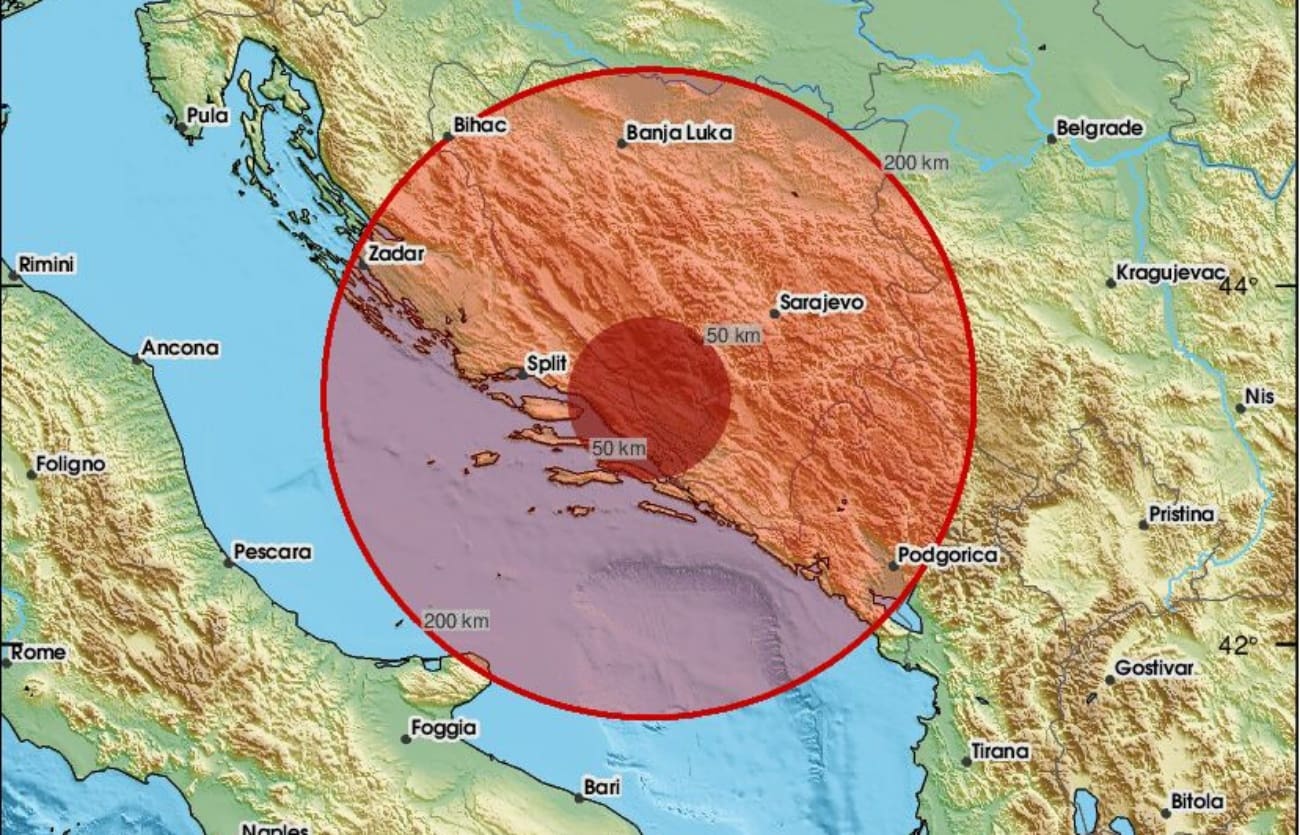 Jači potres osjetio se u Hercegovini i dijelu Dalmacije